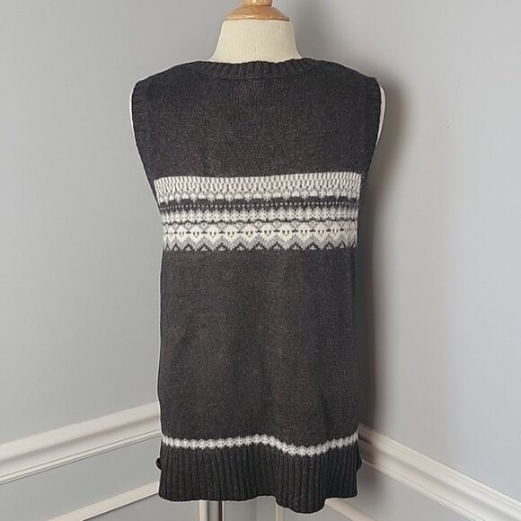 BANANA REPUBLIC Brown Fair Isle Wool Cashmere Blend Scoop Neck Sweater Vest L - Picture 3 of 6